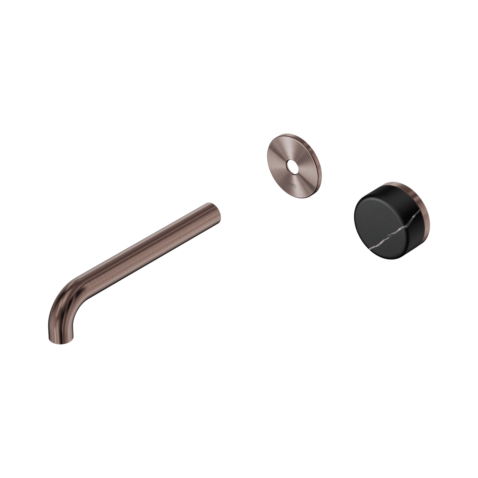 Serenity Wall Basin Mixer 185mm Spout Marquina Black Handle Brushed Bronze gallery detail image