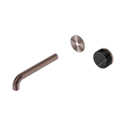 Serenity Wall Basin Mixer 185mm Spout Marquina Black Handle Brushed Bronze gallery detail image