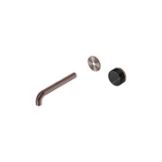 Serenity Wall Basin Mixer 185mm Spout Marquina Black Handle Brushed Bronze gallery detail image