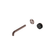 Serenity Wall Basin Mixer 185mm Spout Marquina Black Handle Brushed Bronze gallery detail image