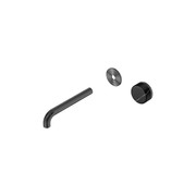 Serenity Wall Basin Mixer 185mm Spout Marquina Black Handle Gun Metal gallery detail image
