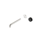 Serenity Wall Basin Mixer 220mm Spout Marquina Black Handle Brushed Nickel gallery detail image