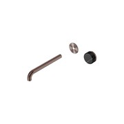 Serenity Wall Basin Mixer 220mm Spout Marquina Black Handle Brushed Bronze gallery detail image