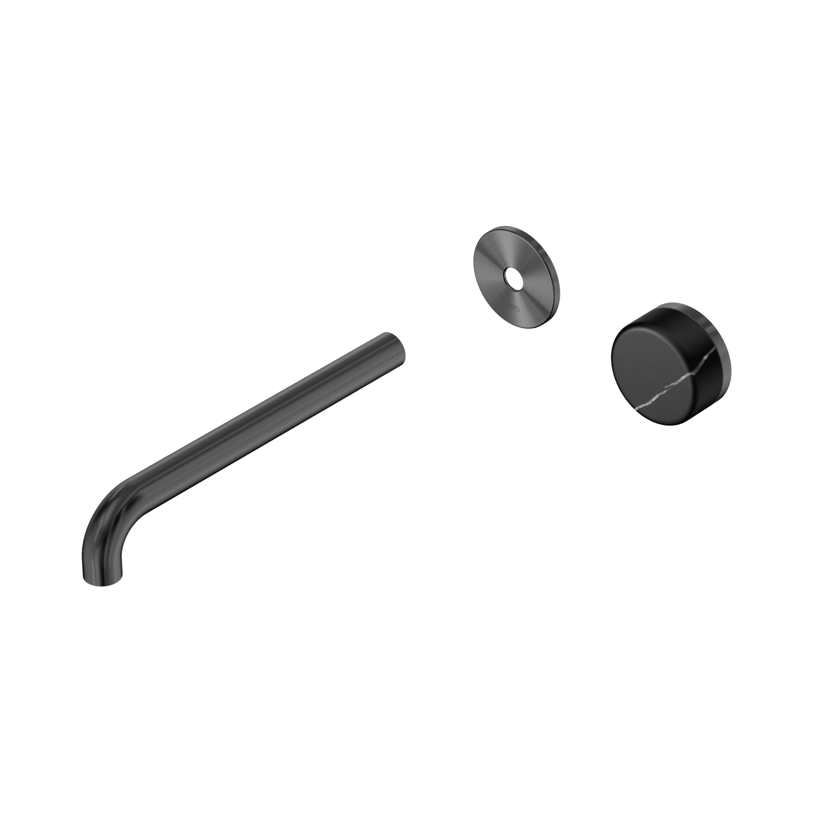 Serenity Wall Basin Mixer 220mm Spout Marquina Black Handle Gun Metal gallery detail image