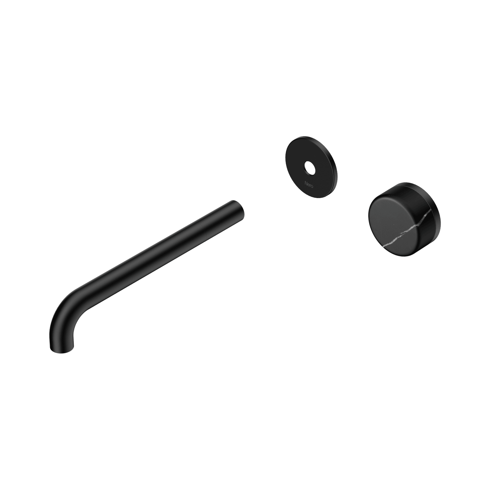 Serenity Wall Basin Mixer 220mm Spout Marquina Black Handle Matte Black gallery detail image
