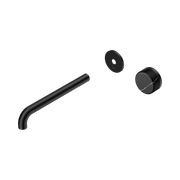 Serenity Wall Basin Mixer 220mm Spout Marquina Black Handle Matte Black gallery detail image