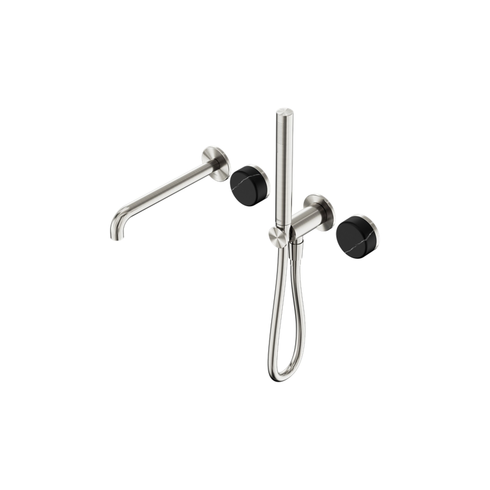 Serenity Shower System Spout Marquina Black Handle And Slim Shower Brushed Nickel gallery detail image