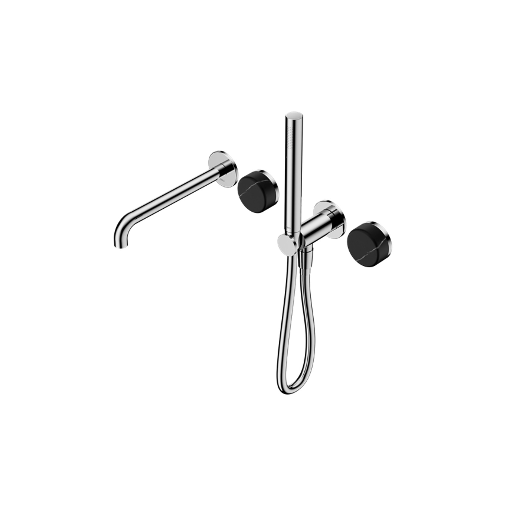 Serenity Shower System Spout Marquina Black Handle And Slim Shower Chrome gallery detail image