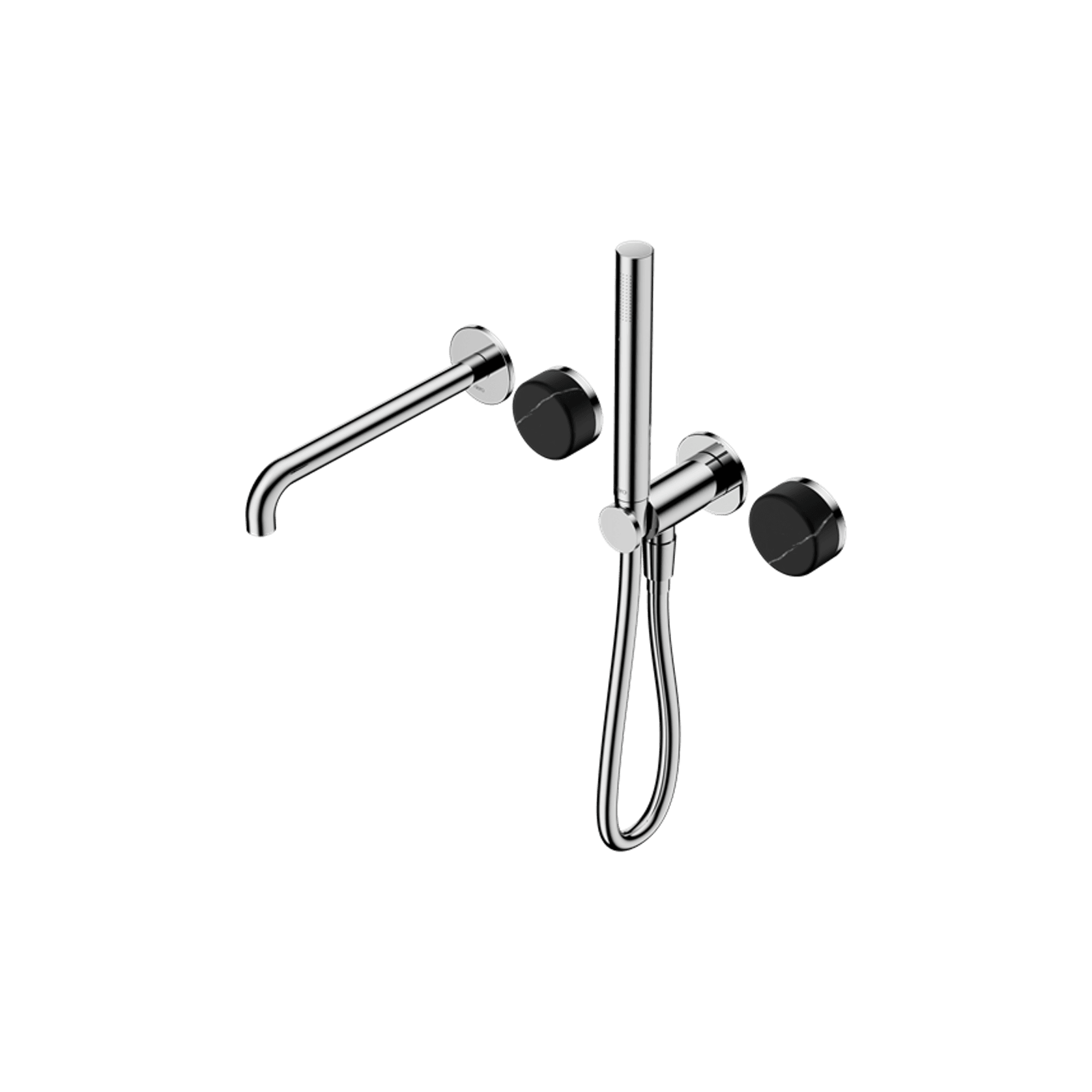 Serenity Shower System Spout Marquina Black Handle And Slim Shower Chrome gallery detail image