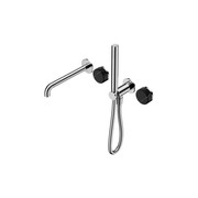 Serenity Shower System Spout Marquina Black Handle And Slim Shower Chrome gallery detail image