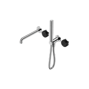 Serenity Shower System Spout Marquina Black Handle And Slim Shower Chrome gallery detail image