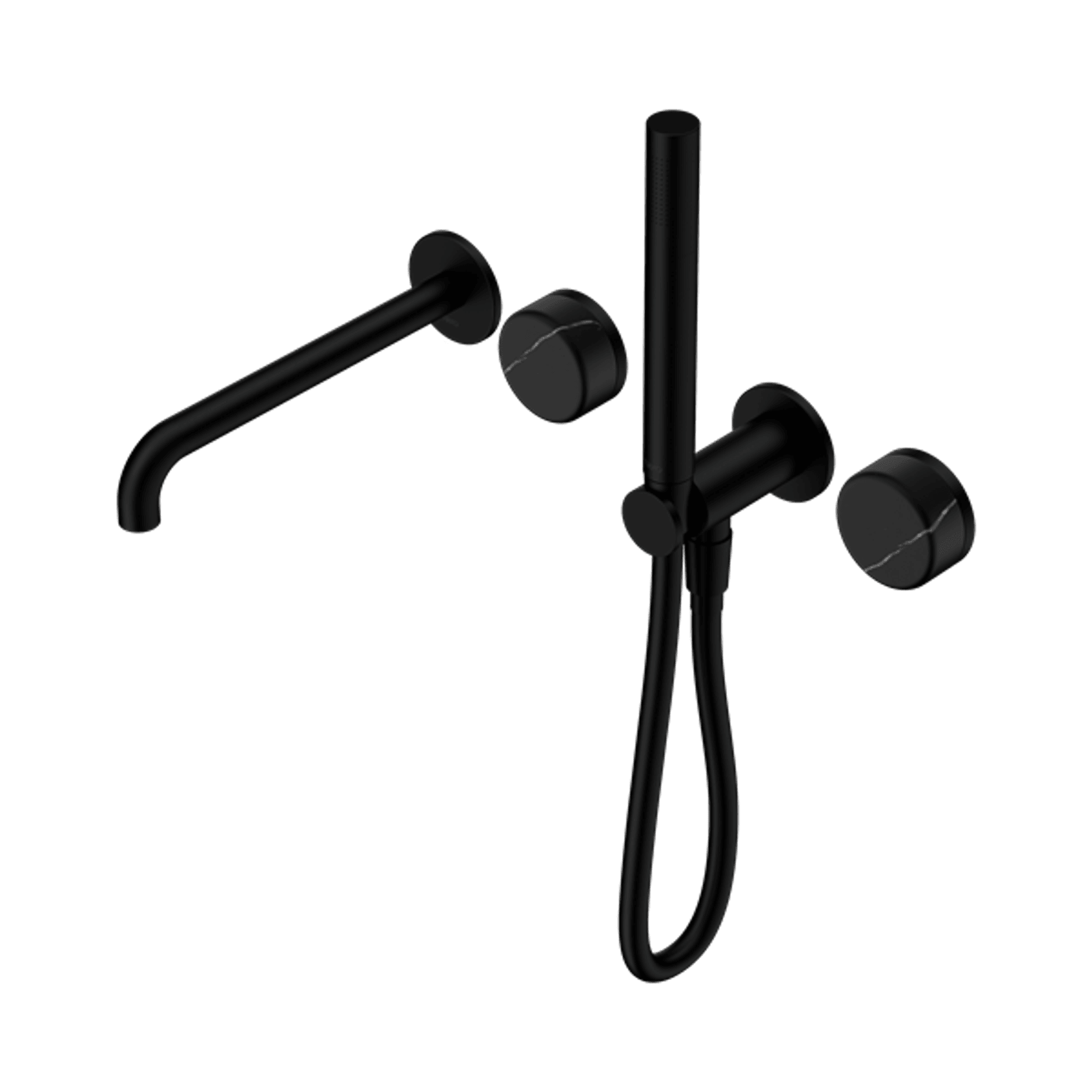 Serenity Shower System Spout Marquina Black Handle And Slim Shower Matte Black gallery detail image
