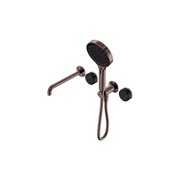 Serenity Shower System Spout Marquina Black Handle And Serenity Hand Shower Brushed Bronze gallery detail image