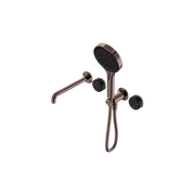 Serenity Shower System Spout Marquina Black Handle And Serenity Hand Shower Brushed Bronze gallery detail image