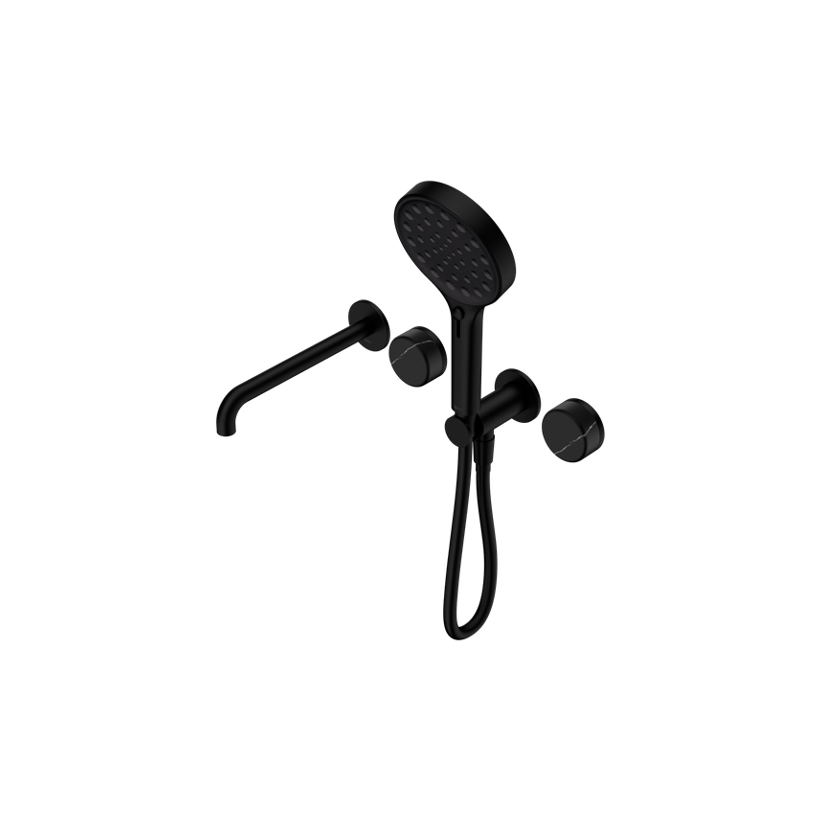 Serenity Shower System Spout Marquina Black Handle And Serenity Hand Shower Matte Black gallery detail image