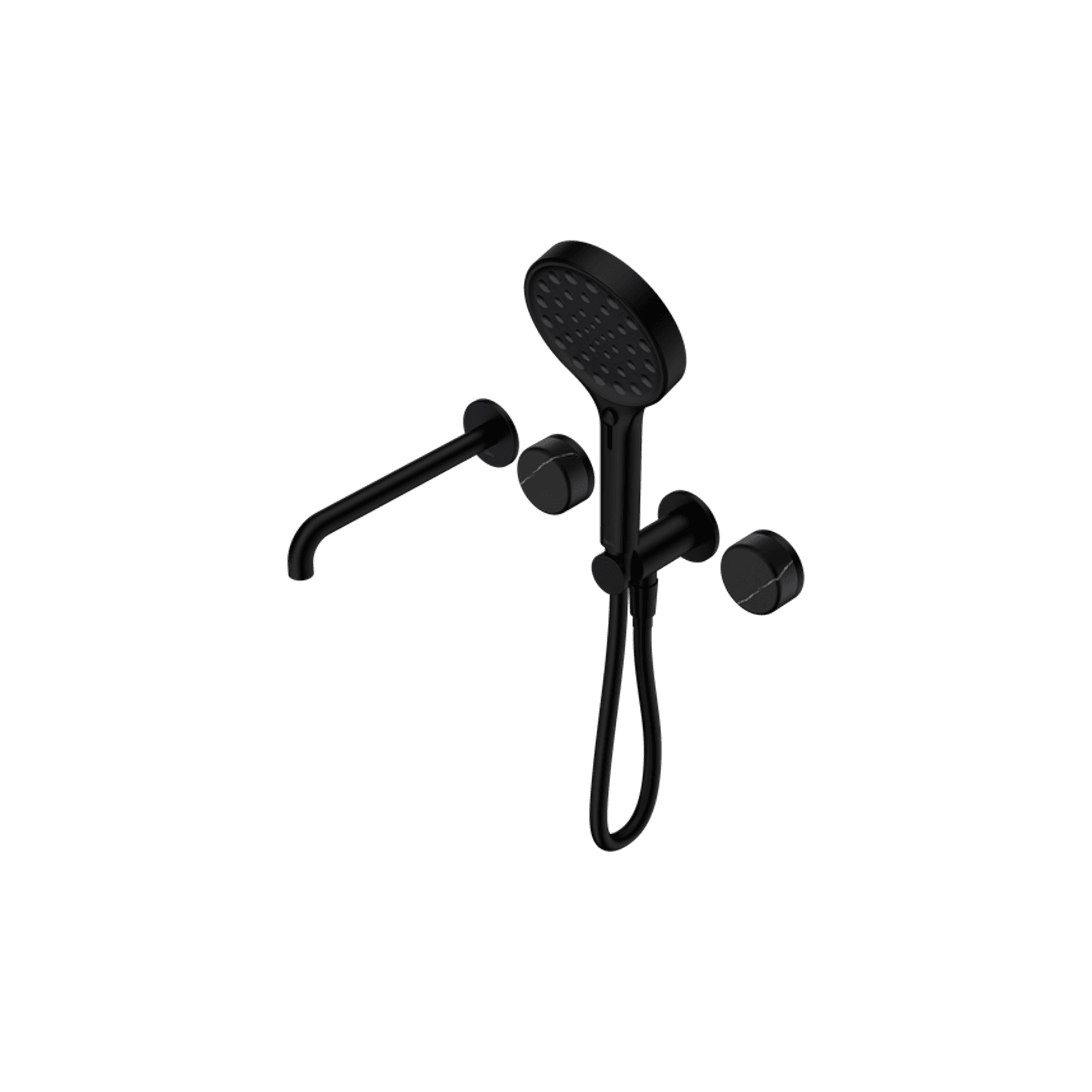 Serenity Shower System Spout Marquina Black Handle And Serenity Hand Shower Matte Black gallery detail image