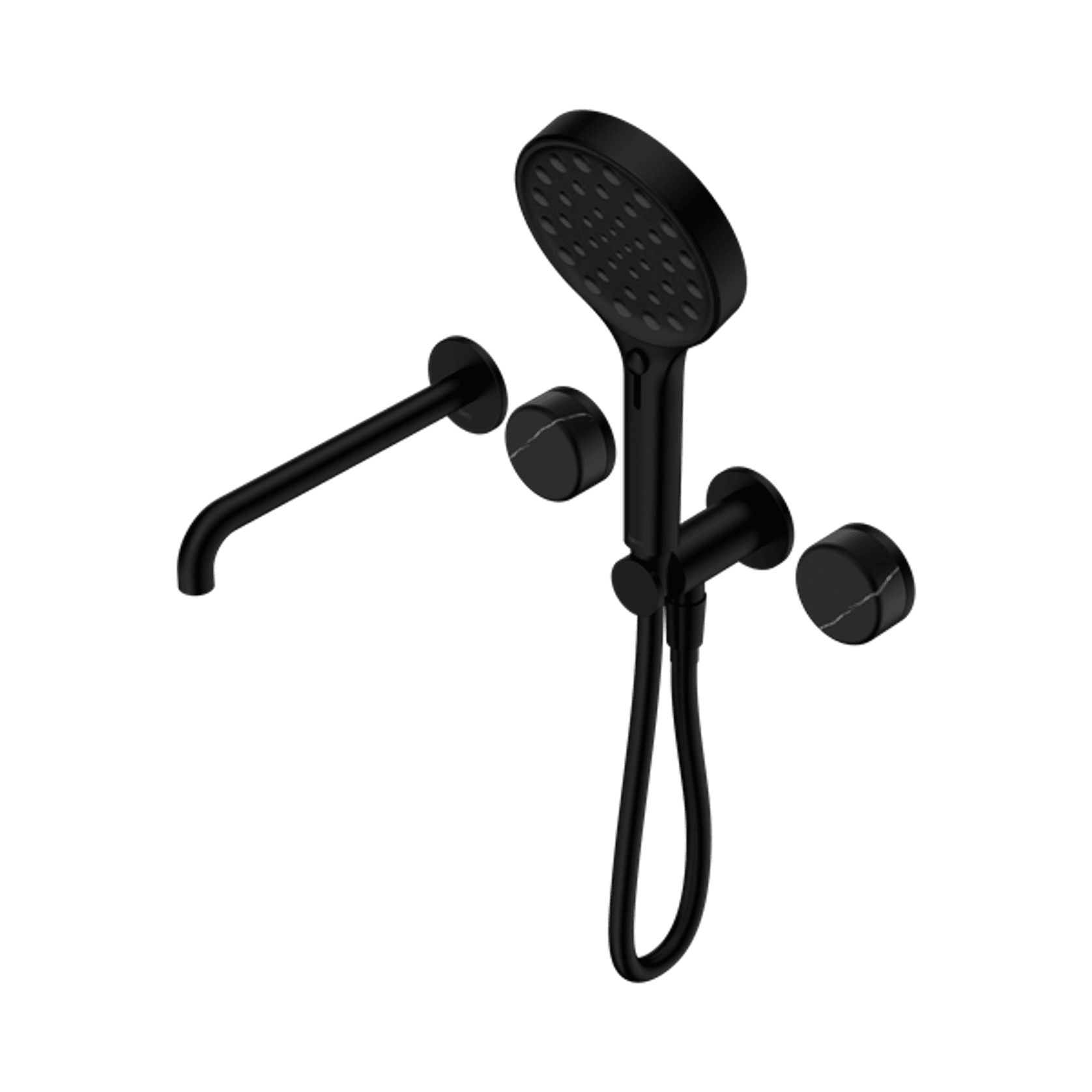 Serenity Shower System Spout Marquina Black Handle And Serenity Hand Shower Matte Black gallery detail image