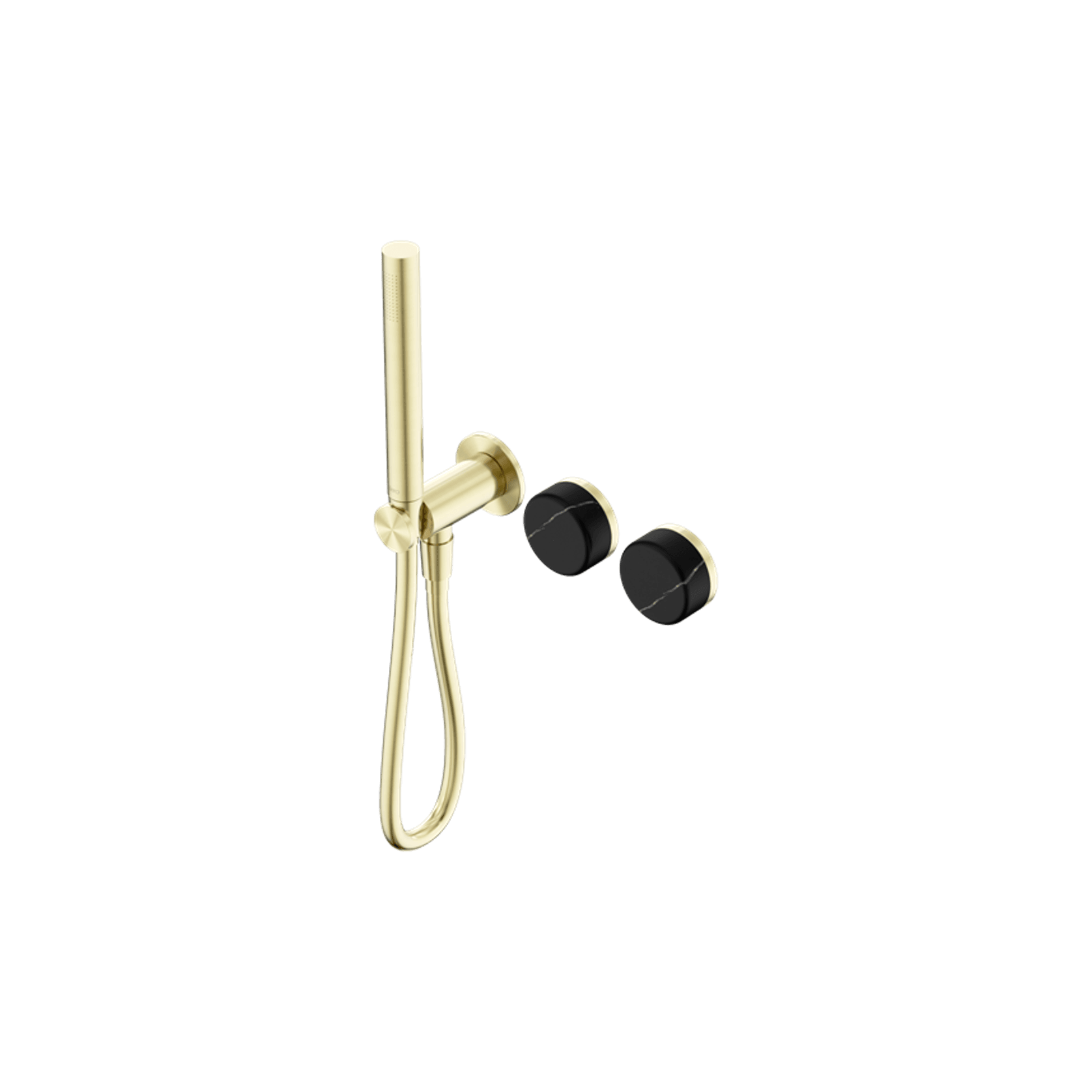 Serenity Shower System Marquina Black Handle And Slim Shower Brushed Gold gallery detail image