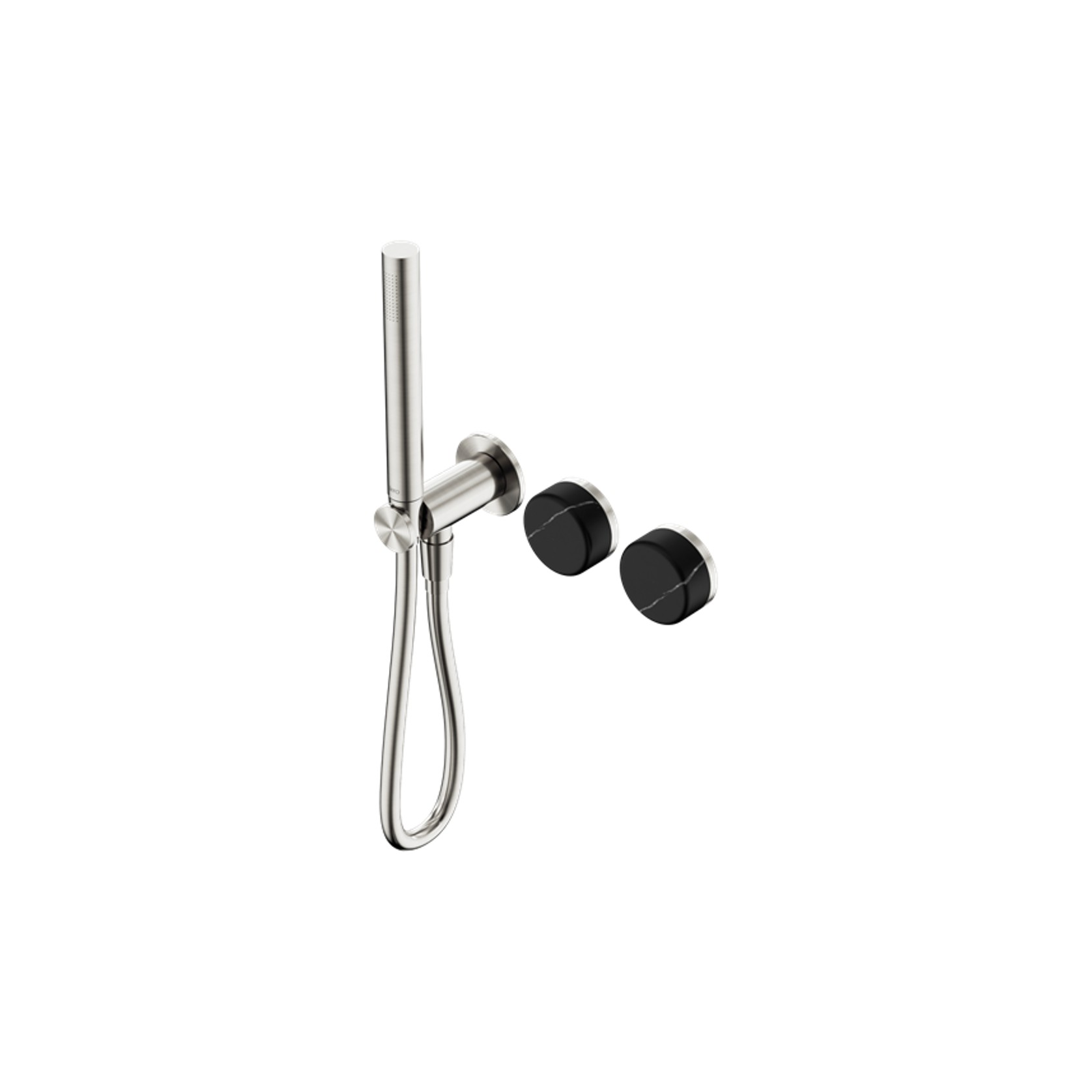 Serenity Shower System Marquina Black Handle And Slim Shower Brushed Nickel gallery detail image
