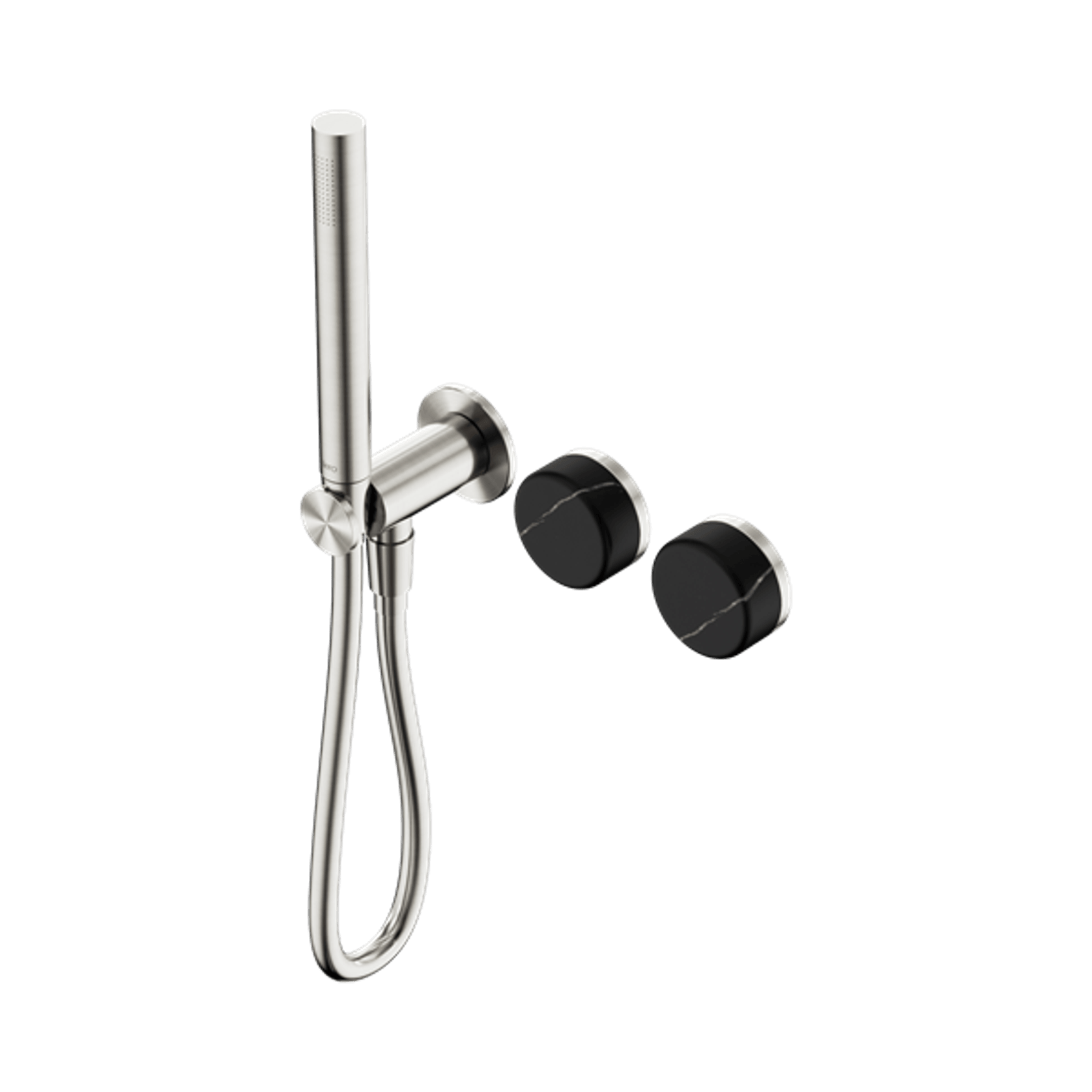 Serenity Shower System Marquina Black Handle And Slim Shower Brushed Nickel gallery detail image