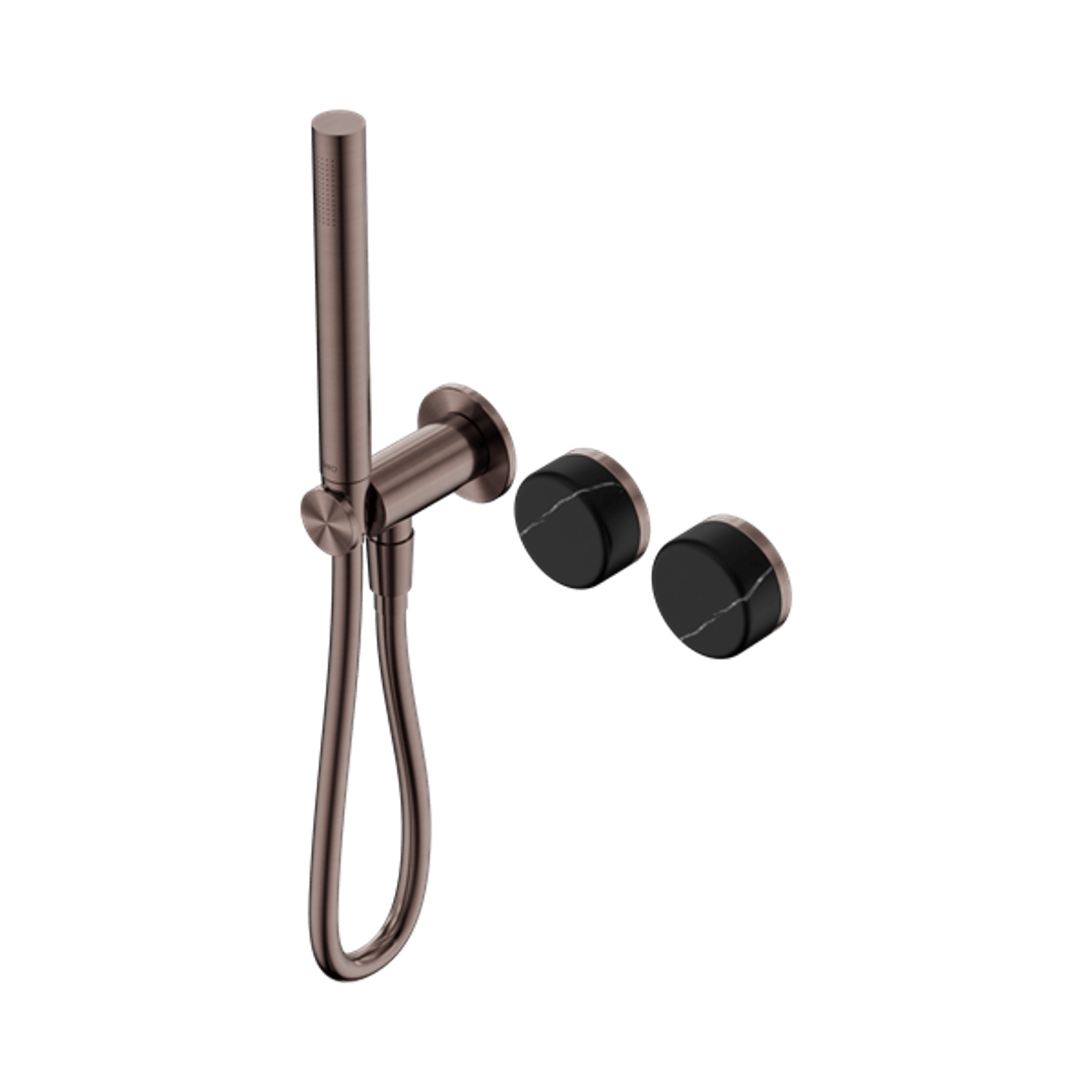 Serenity Shower System Marquina Black Handle And Slim Shower Brushed Bronze gallery detail image
