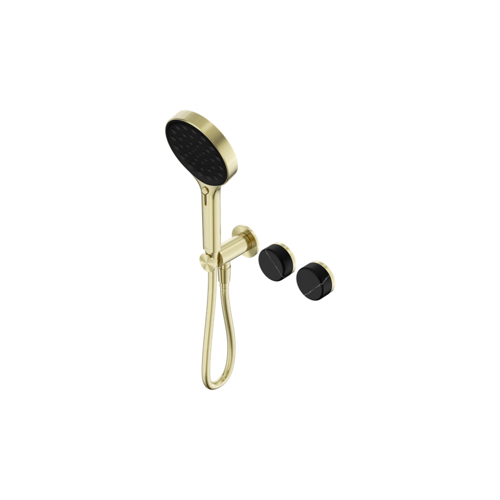 Serenity Shower System Marquina Black Handle And Serenity Hand Shower Brushed Gold gallery detail image