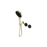 Serenity Shower System Marquina Black Handle And Serenity Hand Shower Brushed Gold gallery detail image