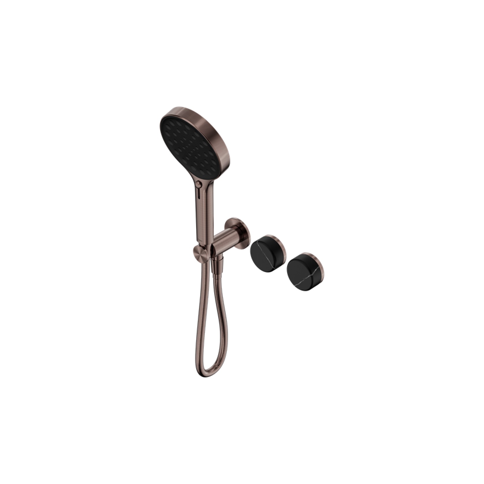 Serenity Shower System Marquina Black Handle And Serenity Hand Shower Brushed Bronze gallery detail image