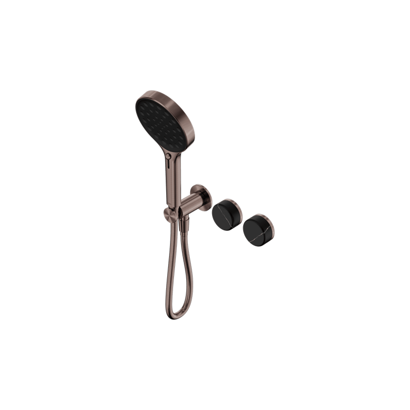 Serenity Shower System Marquina Black Handle And Serenity Hand Shower Brushed Bronze gallery detail image