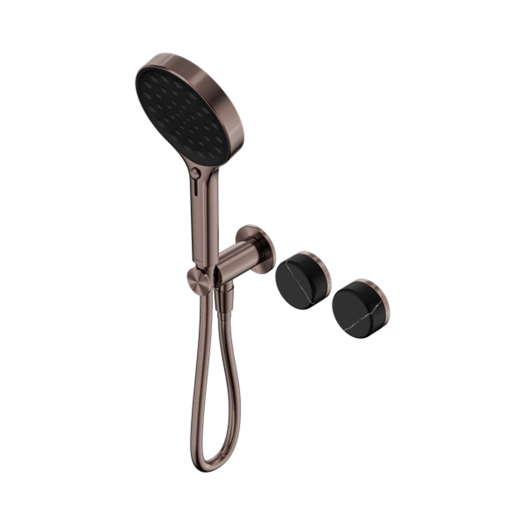 Serenity Shower System Marquina Black Handle And Serenity Hand Shower Brushed Bronze gallery detail image