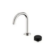 Serenity Basin Mixer Arc Spout Marquina Black Handle Brushed Nickel gallery detail image