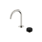 Serenity Basin Mixer Arc Spout Marquina Black Handle Brushed Nickel gallery detail image
