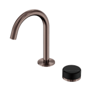Serenity Basin Mixer Arc Spout Marquina Black Handle Brushed Bronze gallery detail image