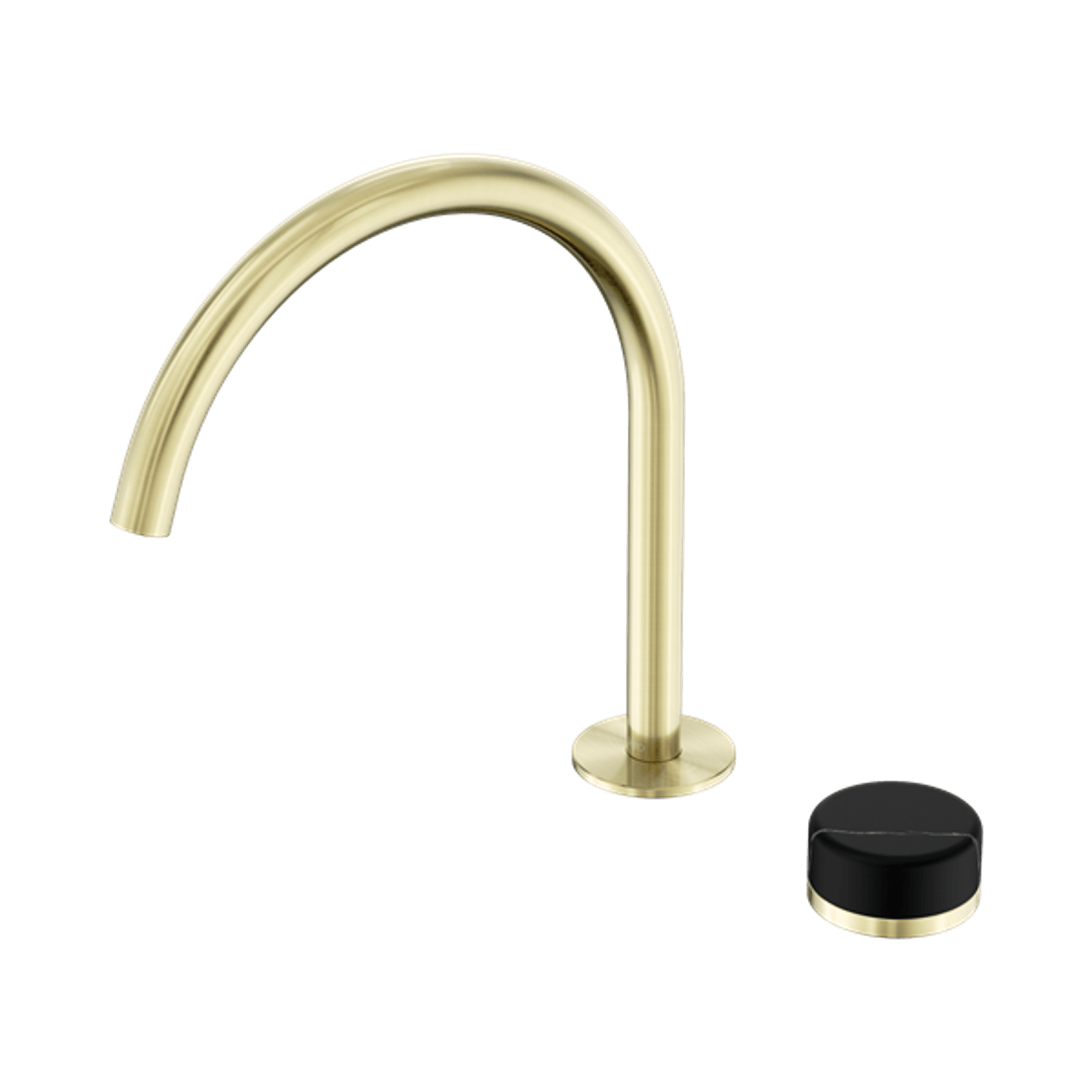 Serenity Bath/Kitchen Mixer Arc Spout Marquina Black Handle Brushed Gold gallery detail image