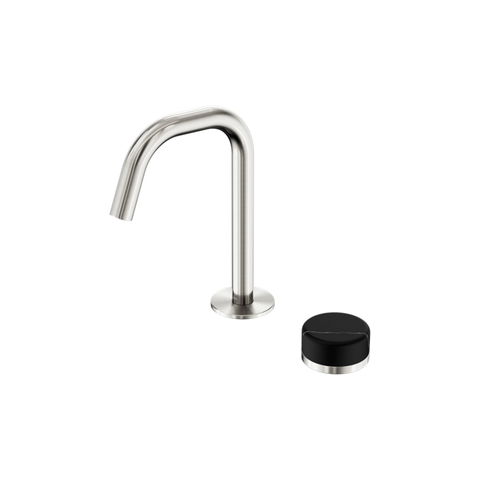 Serenity Basin Mixer Edge Spout Marquina Black Handle Brushed Nickel gallery detail image