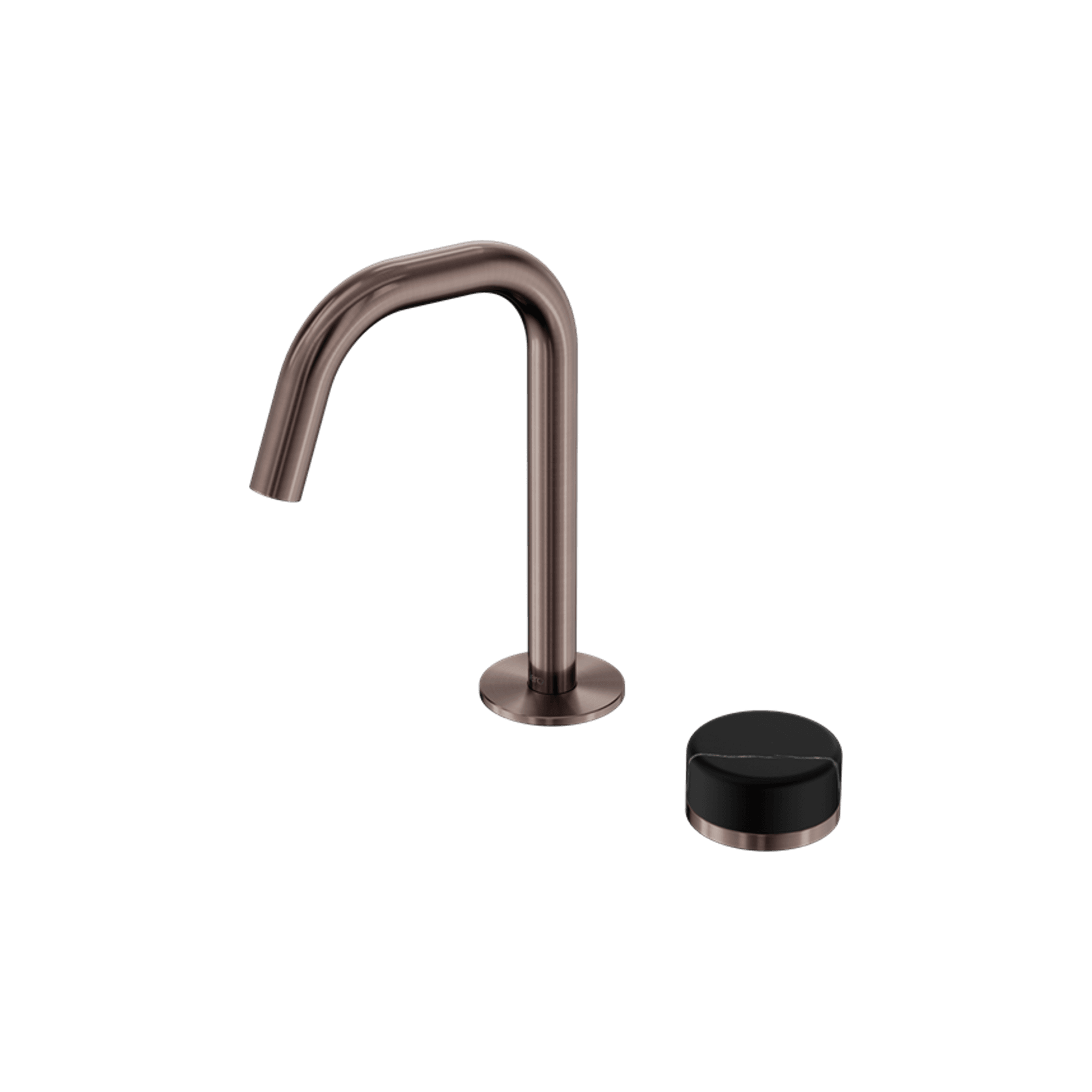Serenity Basin Mixer Edge Spout Marquina Black Handle Brushed Bronze gallery detail image