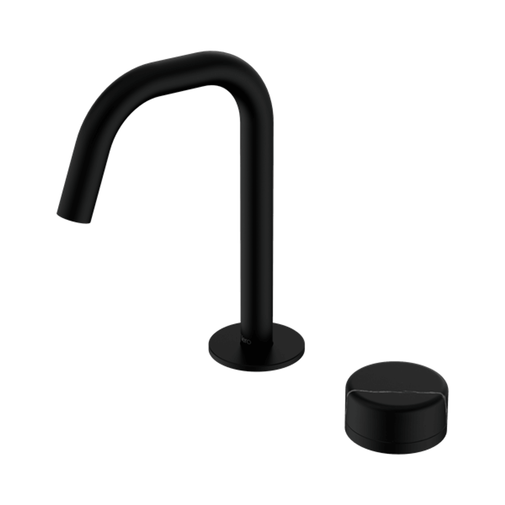 Serenity Basin Mixer Edge Spout Marquina Black Handle Matte Black gallery detail image