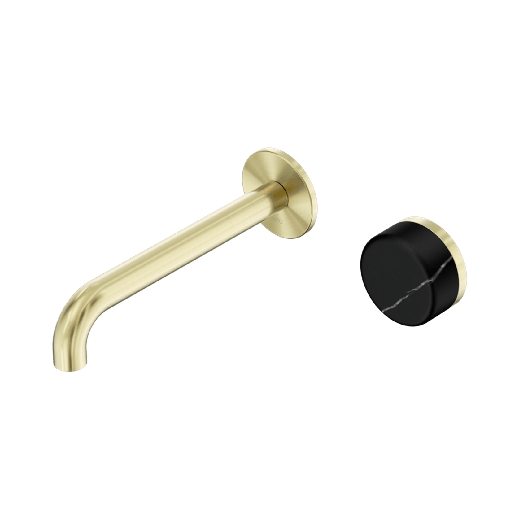 Serenity Wall Basin Mixer 220mm Spout Carrara Handle Brushed Gold gallery detail image
