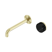 Serenity Wall Basin Mixer 220mm Spout Carrara Handle Brushed Gold gallery detail image