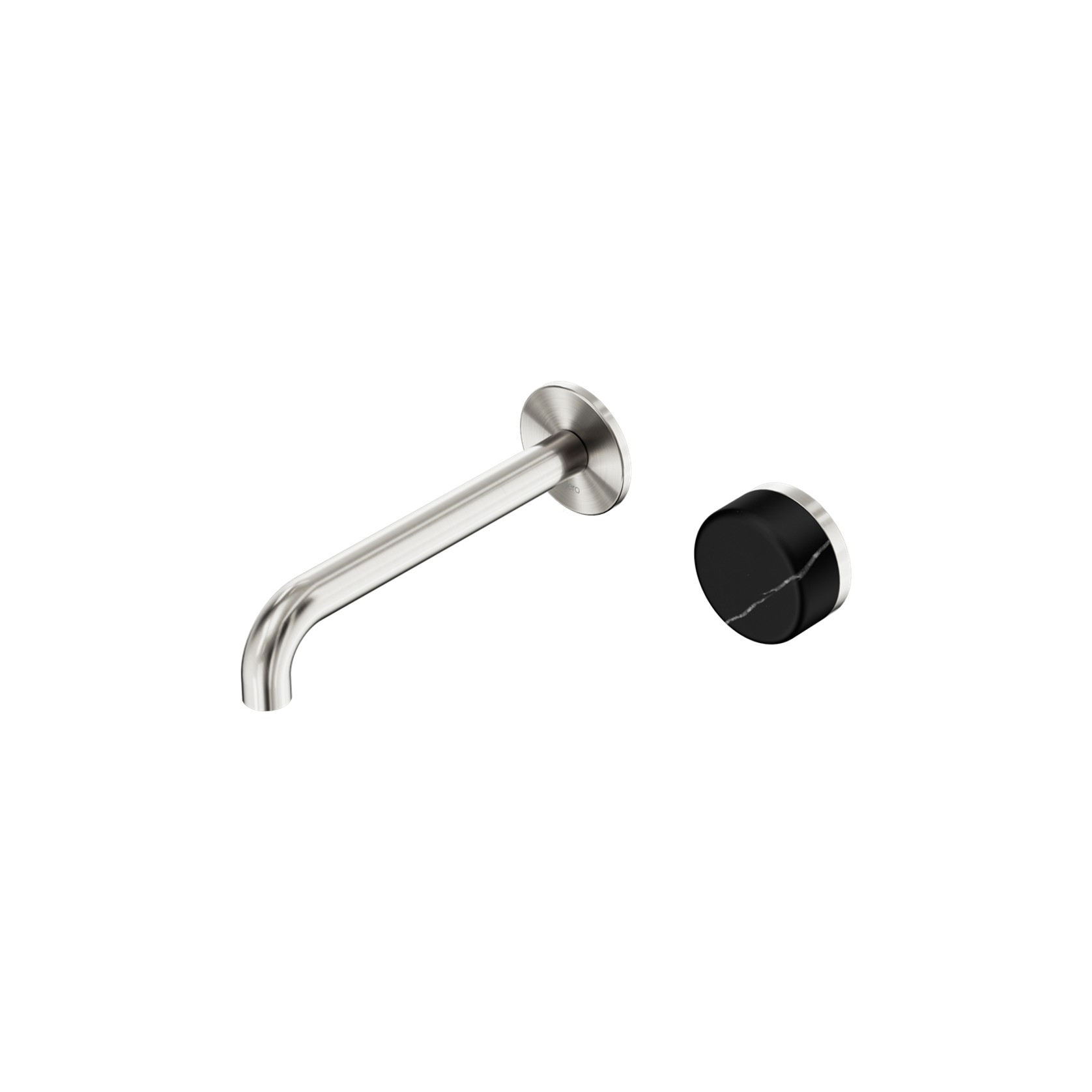 Serenity Wall Basin Mixer 220mm Spout Marquina Black Handle Brushed Nickel gallery detail image