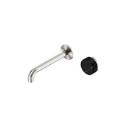 Serenity Wall Basin Mixer 220mm Spout Marquina Black Handle Brushed Nickel gallery detail image