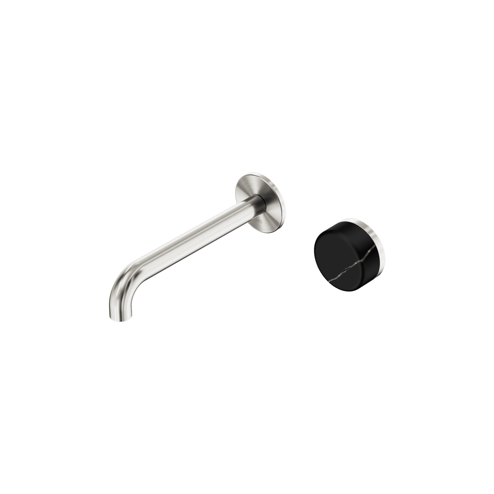 Serenity Wall Basin Mixer 160mm Spout Marquina Black Handle Brushed Nickel gallery detail image