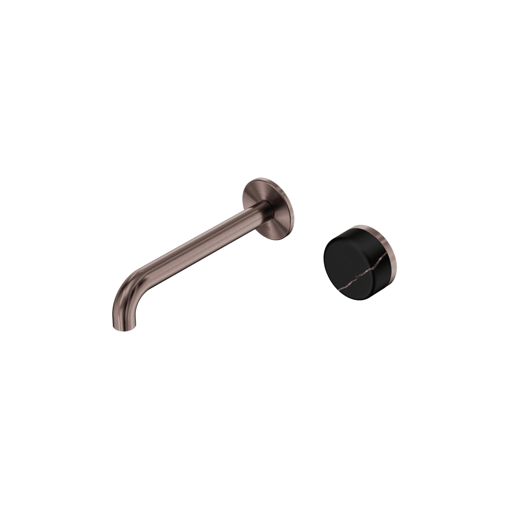Serenity Wall Basin Mixer 185mm Spout Marquina Black Handle Brushed Bronze gallery detail image