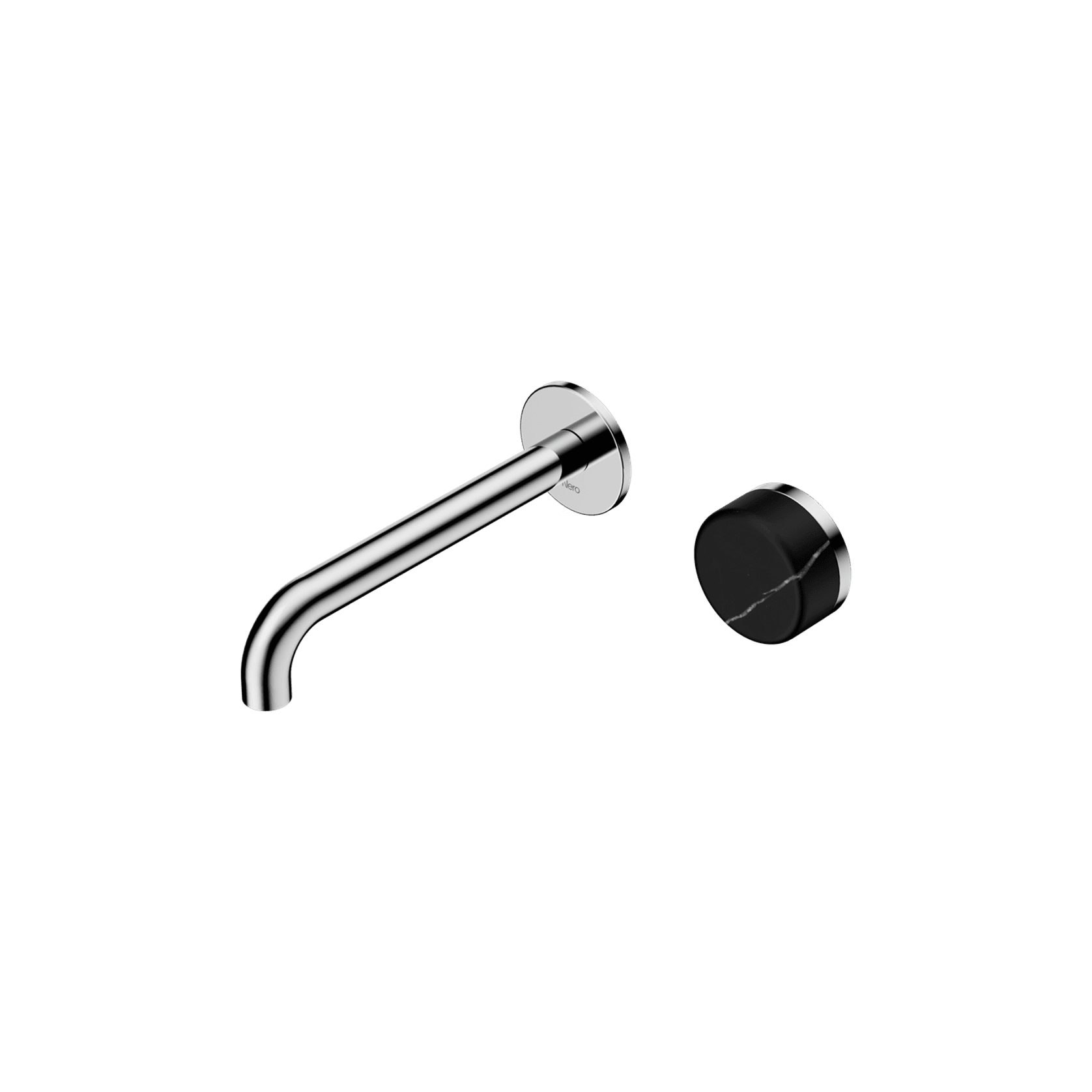 Serenity Wall Basin Mixer 185mm Spout Marquina Black Handle Chrome gallery detail image