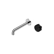 Serenity Wall Basin Mixer 185mm Spout Marquina Black Handle Chrome gallery detail image
