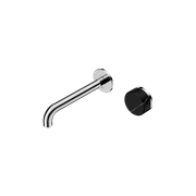 Serenity Wall Basin Mixer 220mm Spout Marquina Black Handle Chrome gallery detail image