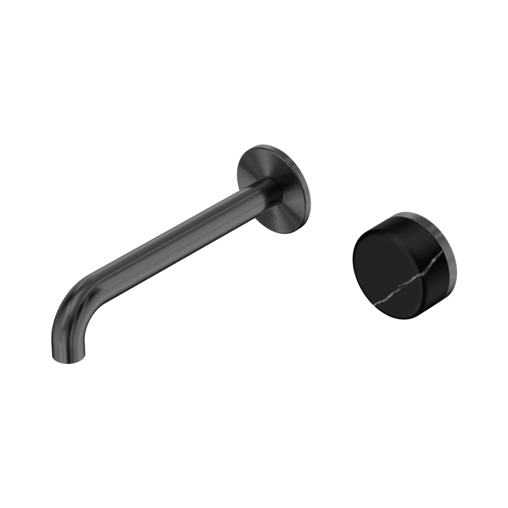 Serenity Wall Basin Mixer 185mm Spout Marquina Black Handle Gun Metal gallery detail image