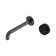 Serenity Wall Basin Mixer 185mm Spout Marquina Black Handle Gun Metal gallery detail image