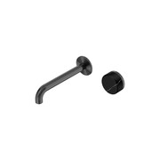 Serenity Wall Basin Mixer 220mm Spout Marquina Black Handle Gun Metal gallery detail image