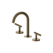 Mecca Lever Basin Set Arc Spout Tumbled Antique Brass gallery detail image